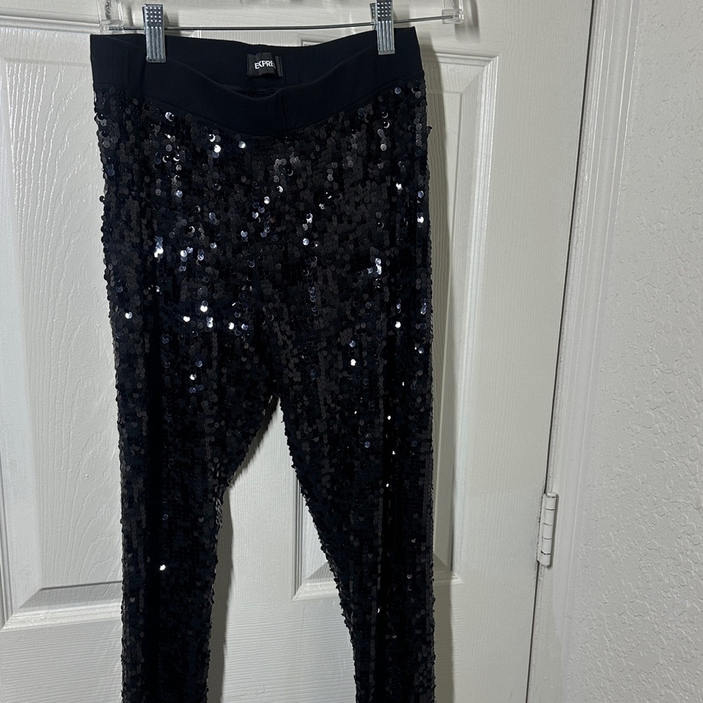 Express Black Sequin Leggings
